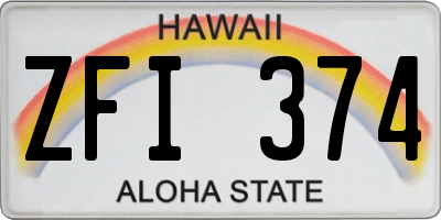 HI license plate ZFI374