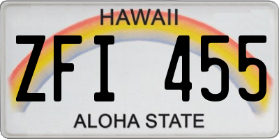 HI license plate ZFI455