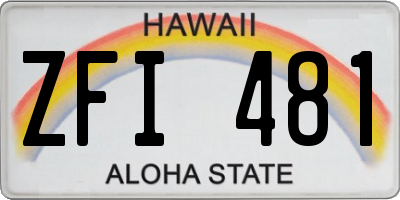 HI license plate ZFI481