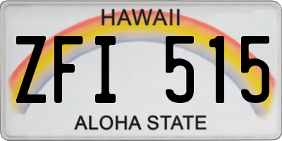 HI license plate ZFI515