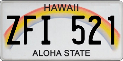 HI license plate ZFI521