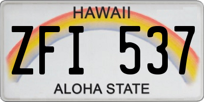 HI license plate ZFI537