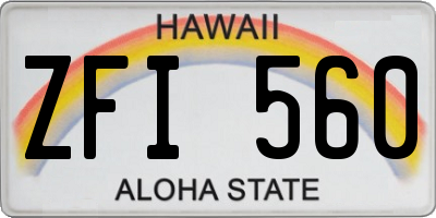 HI license plate ZFI560