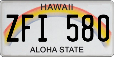HI license plate ZFI580
