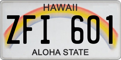 HI license plate ZFI601