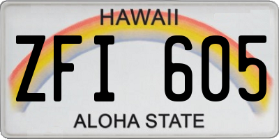 HI license plate ZFI605