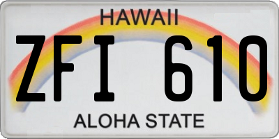 HI license plate ZFI610