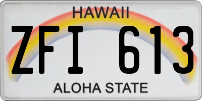 HI license plate ZFI613