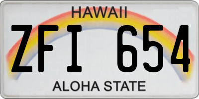 HI license plate ZFI654