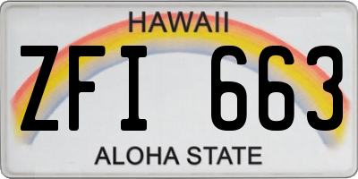 HI license plate ZFI663