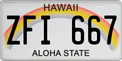 HI license plate ZFI667