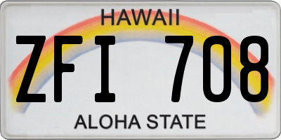 HI license plate ZFI708