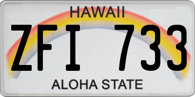 HI license plate ZFI733
