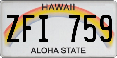 HI license plate ZFI759