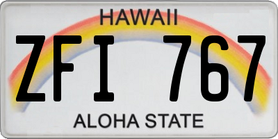 HI license plate ZFI767
