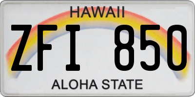 HI license plate ZFI850
