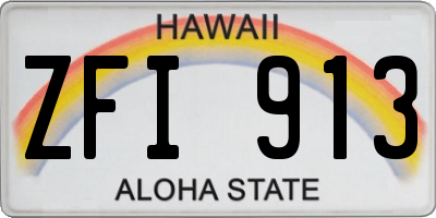 HI license plate ZFI913