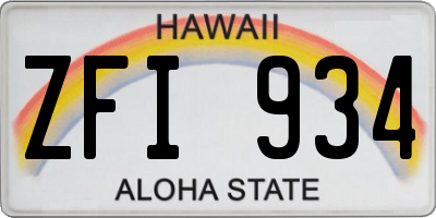HI license plate ZFI934