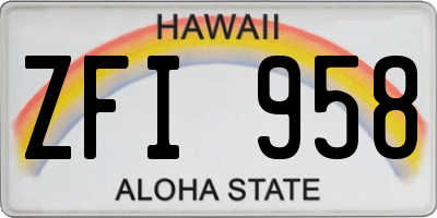 HI license plate ZFI958