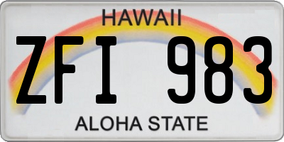 HI license plate ZFI983