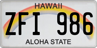 HI license plate ZFI986