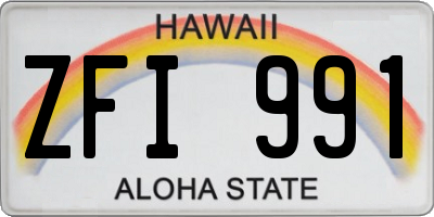 HI license plate ZFI991