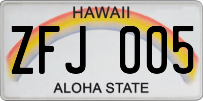 HI license plate ZFJ005