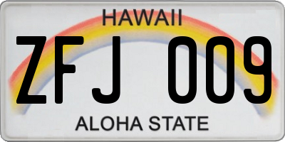 HI license plate ZFJ009
