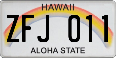HI license plate ZFJ011
