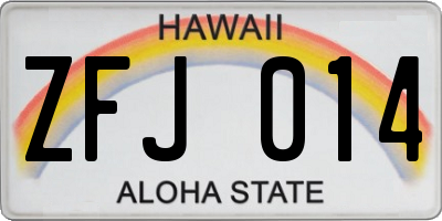 HI license plate ZFJ014