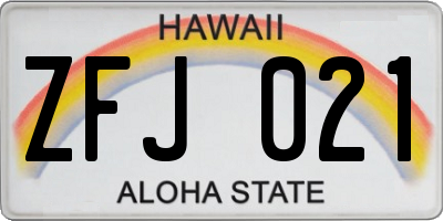 HI license plate ZFJ021