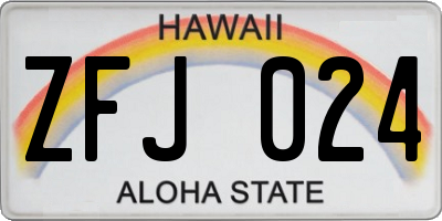 HI license plate ZFJ024