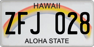 HI license plate ZFJ028