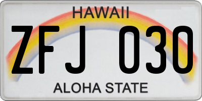 HI license plate ZFJ030