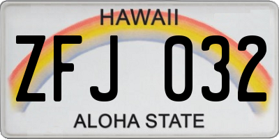 HI license plate ZFJ032