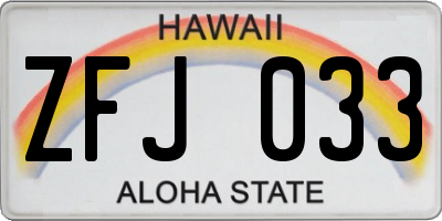 HI license plate ZFJ033
