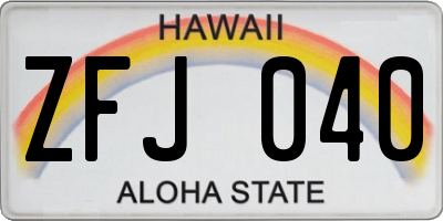 HI license plate ZFJ040