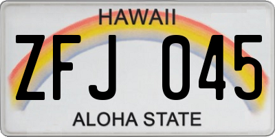 HI license plate ZFJ045