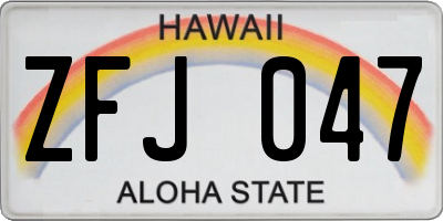 HI license plate ZFJ047