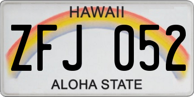 HI license plate ZFJ052