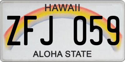 HI license plate ZFJ059