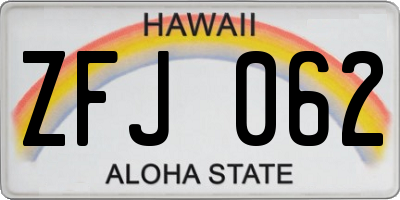 HI license plate ZFJ062