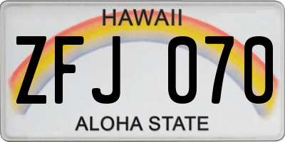 HI license plate ZFJ070