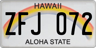 HI license plate ZFJ072