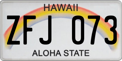 HI license plate ZFJ073