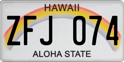 HI license plate ZFJ074