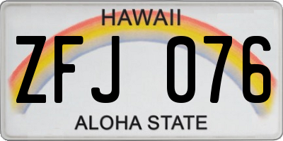 HI license plate ZFJ076