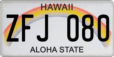 HI license plate ZFJ080