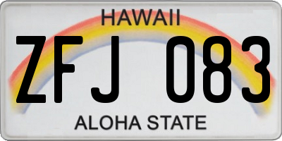 HI license plate ZFJ083