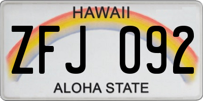 HI license plate ZFJ092